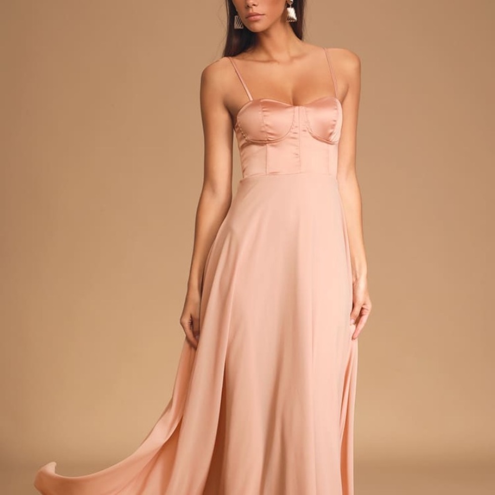 LULU’S - Blush Satin Bustier Dress